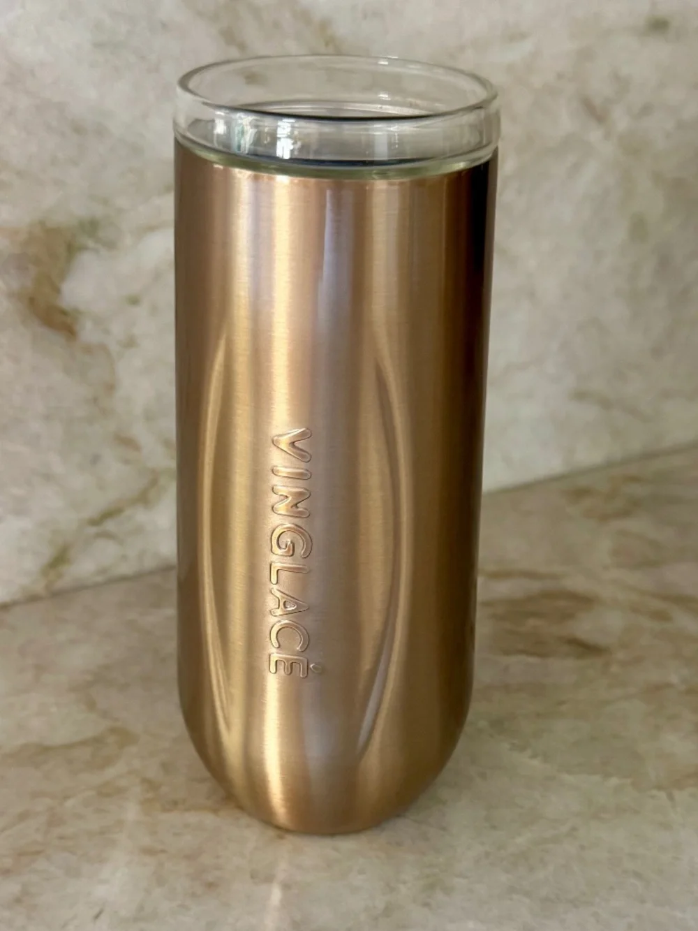 Vinglacé Stainless Stemless Insulated Champs Flute w/glass insert - Copper